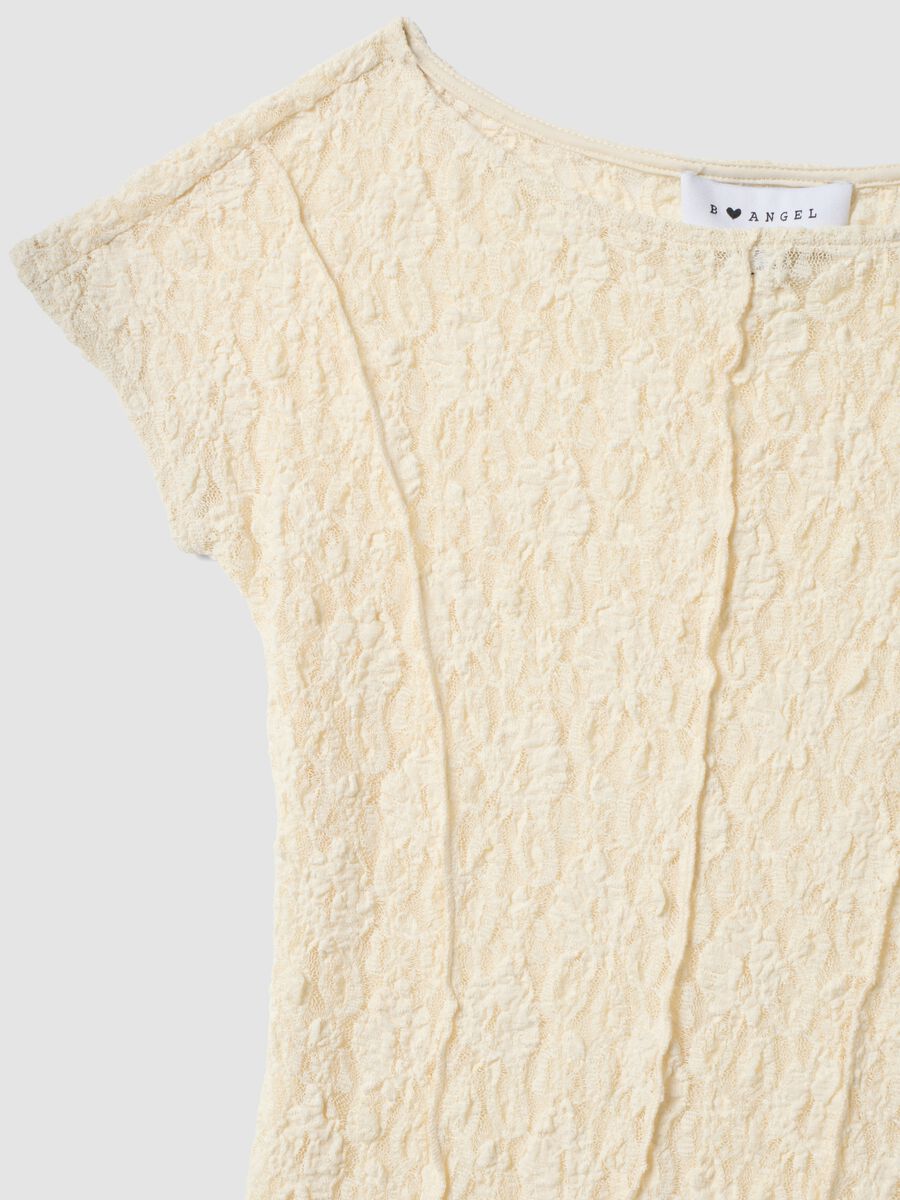 Wei&szlig;es Stretch-T-Shirt mit erhabener Blumenstruktur_2