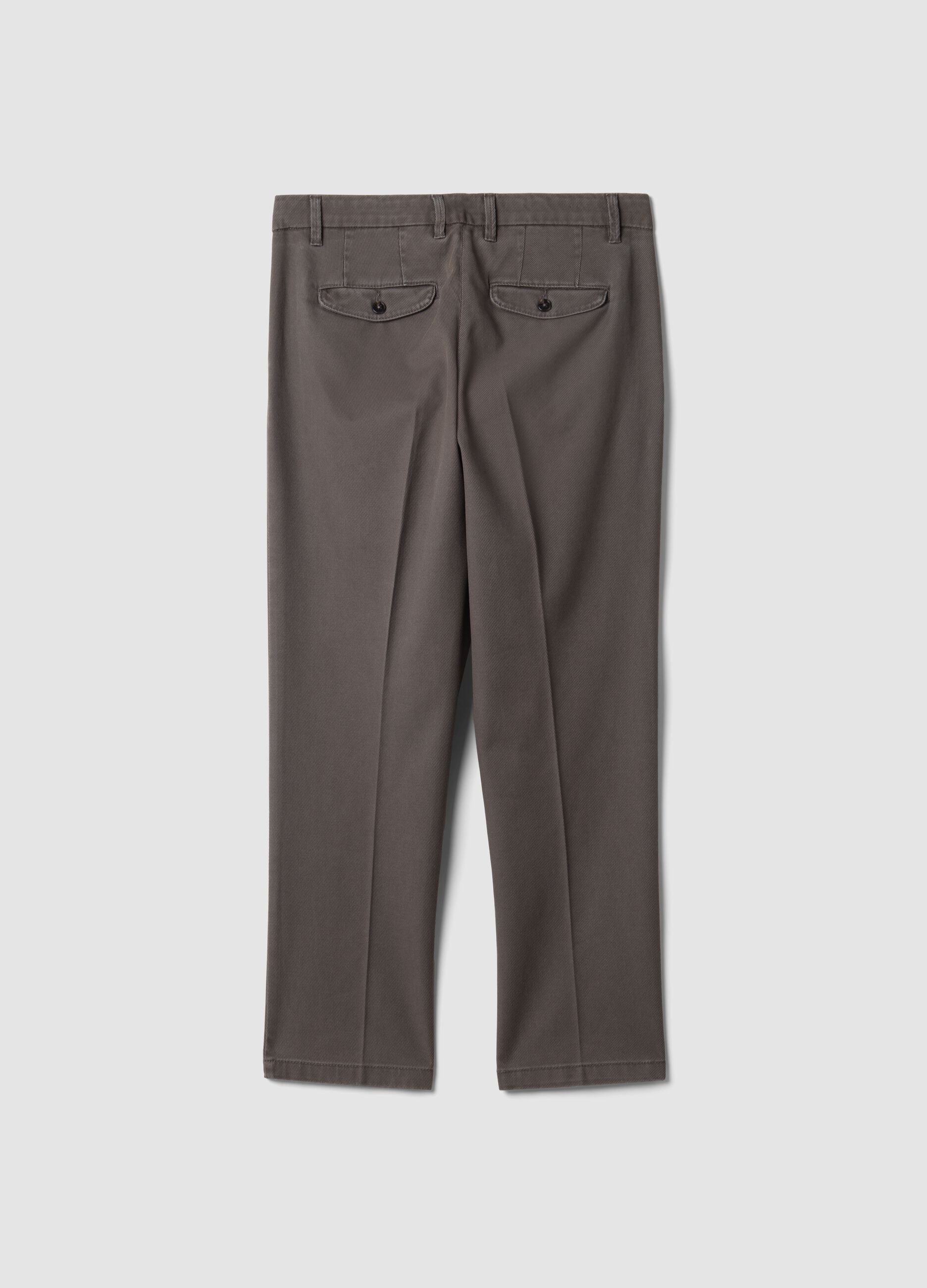 Grey regular tapered-fit stretch cotton twill chinos