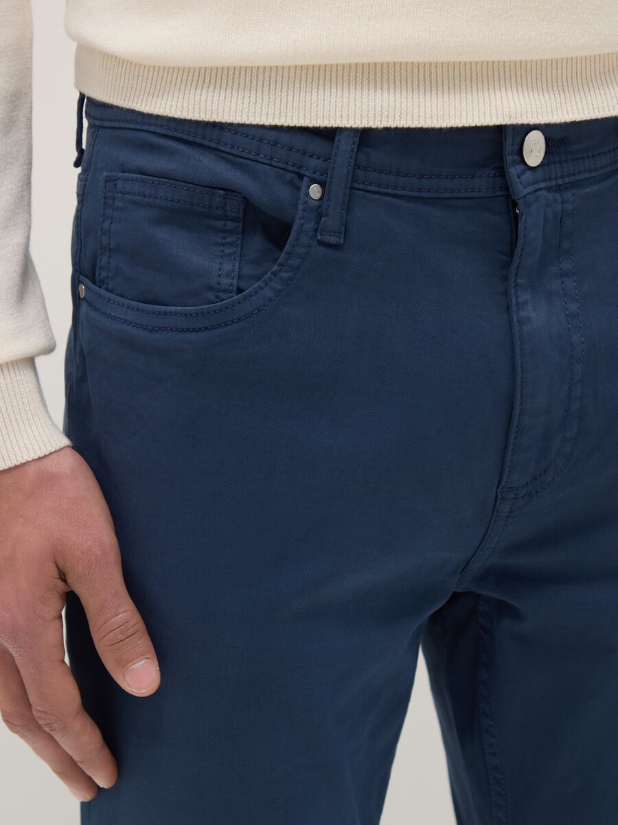 Blue cotton stretch skinny fit trousers_3