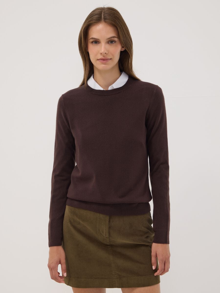 Brown crew-neck long-sleeve regular-fit top_2