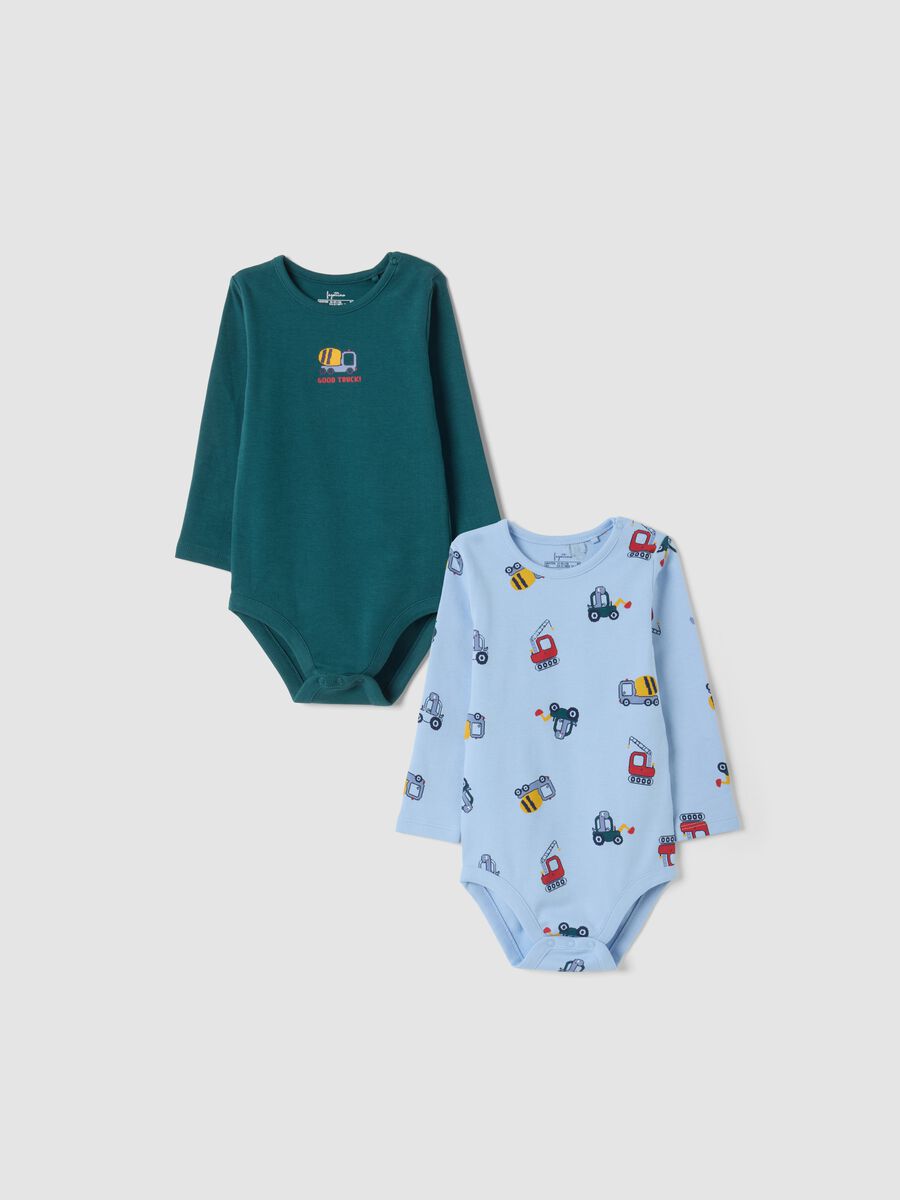2-pack of multicolour organic cotton baby bodysuits with print_0