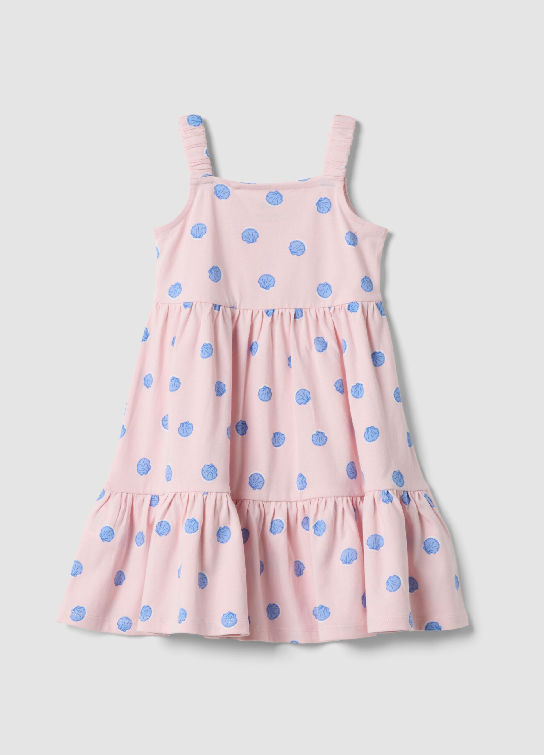 Girls&rsquo; pink pure cotton polka-dot dress, regular fit