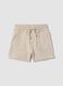 Beige organic cotton shorts with elasticated waist_0