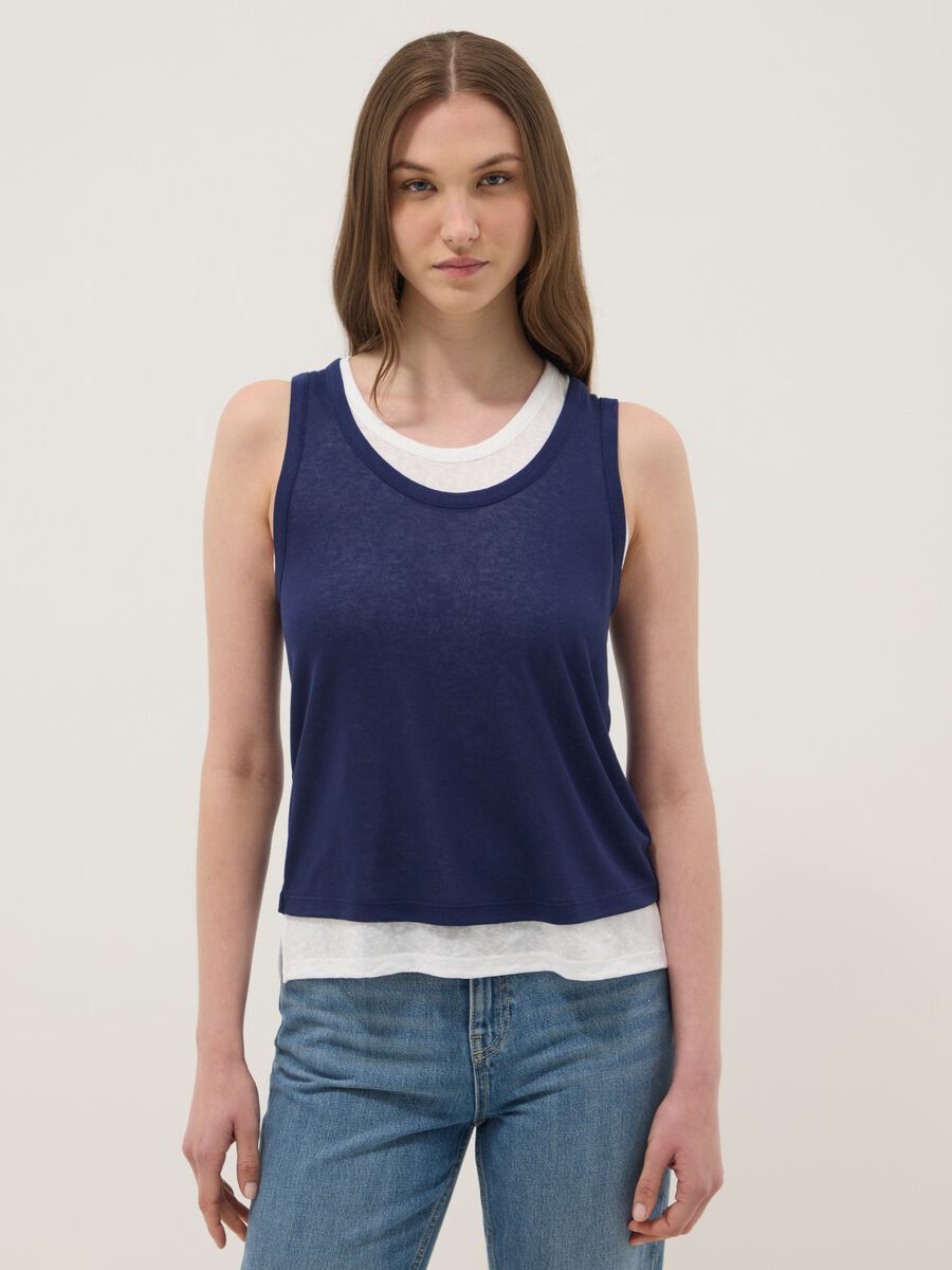 Blue viscose-blend regular-fit tank top_1