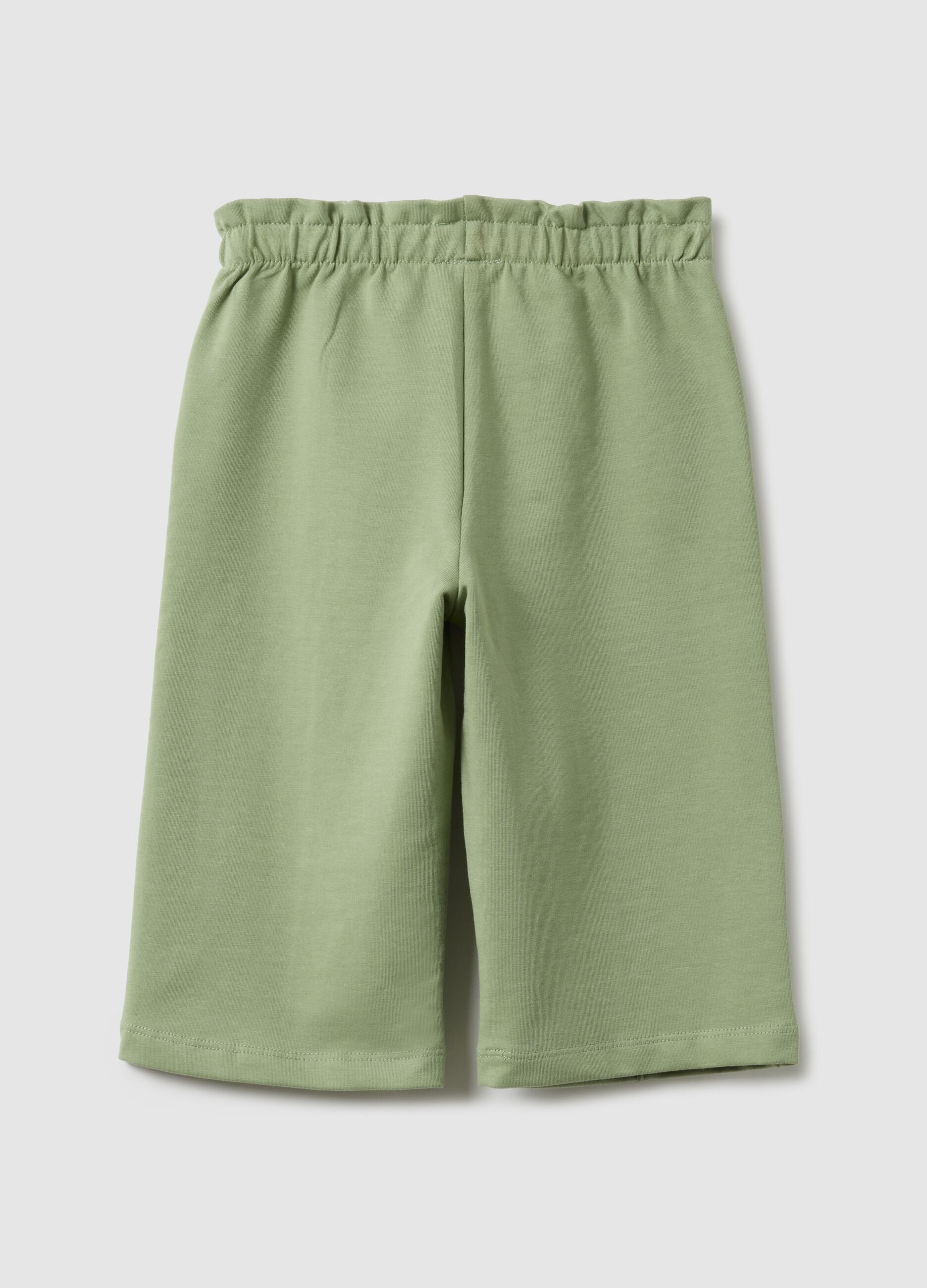 Gr&uuml;ne Paperbag-Hose f&uuml;r M&auml;dchen aus elastischer Baumwolle Regular-Fit