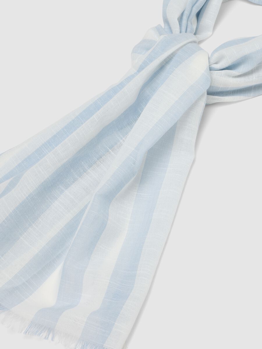 Multicoloured striped pure cotton scarf_1