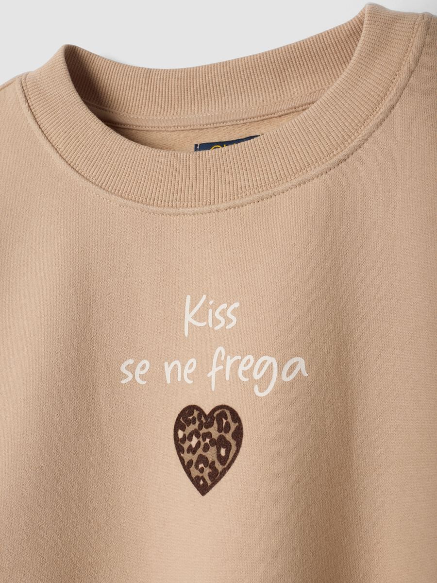 Beiges Sweatshirt aus reiner Bio-Baumwolle mit Rippkragen_2