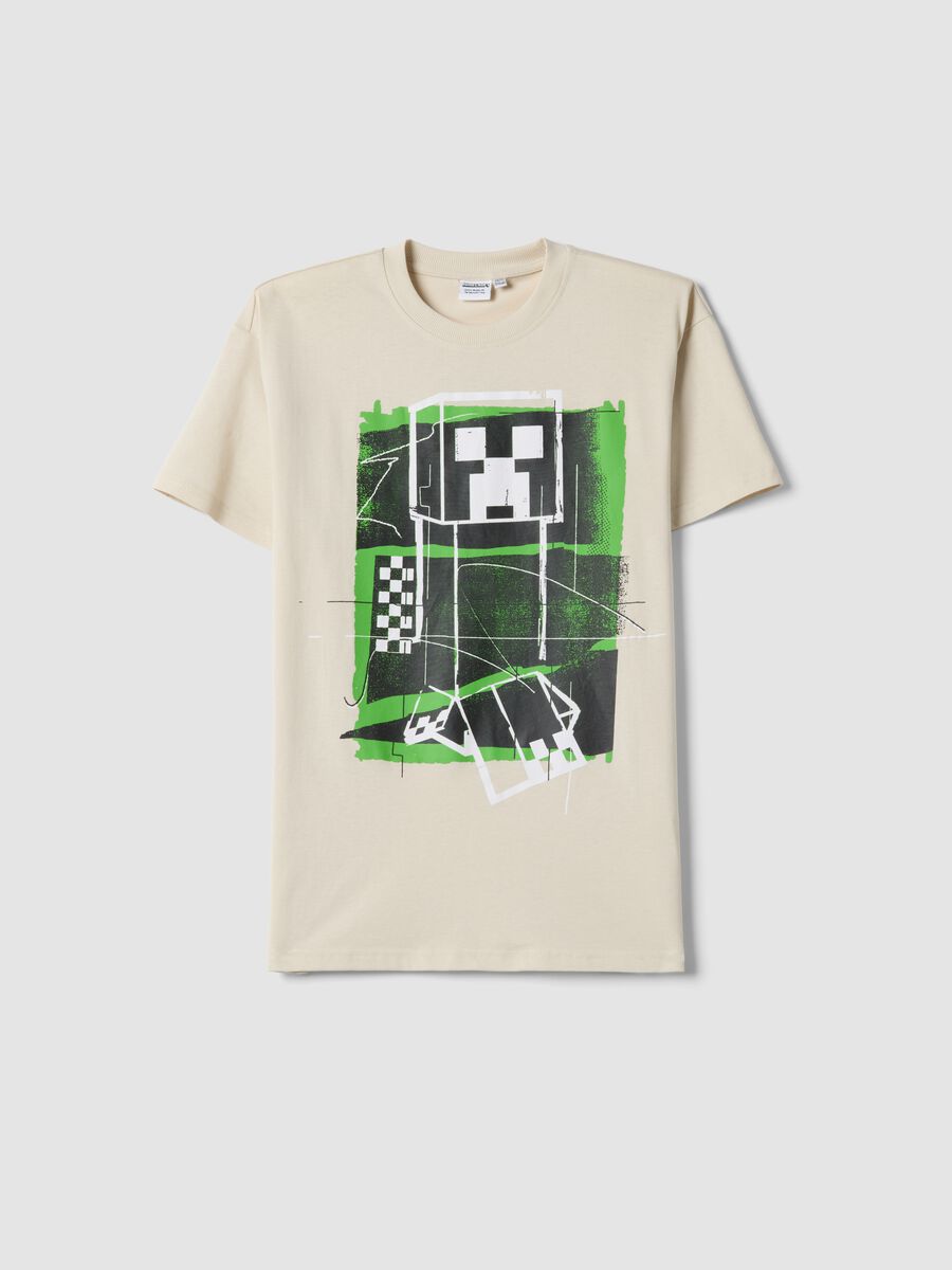 Camiseta Beige de Algod&oacute;n Puro para Chico con Ajuste Relajado y Estampado_3