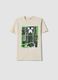 Boys' Beige Pure Cotton T-shirt with Relaxed Fit and Print_3