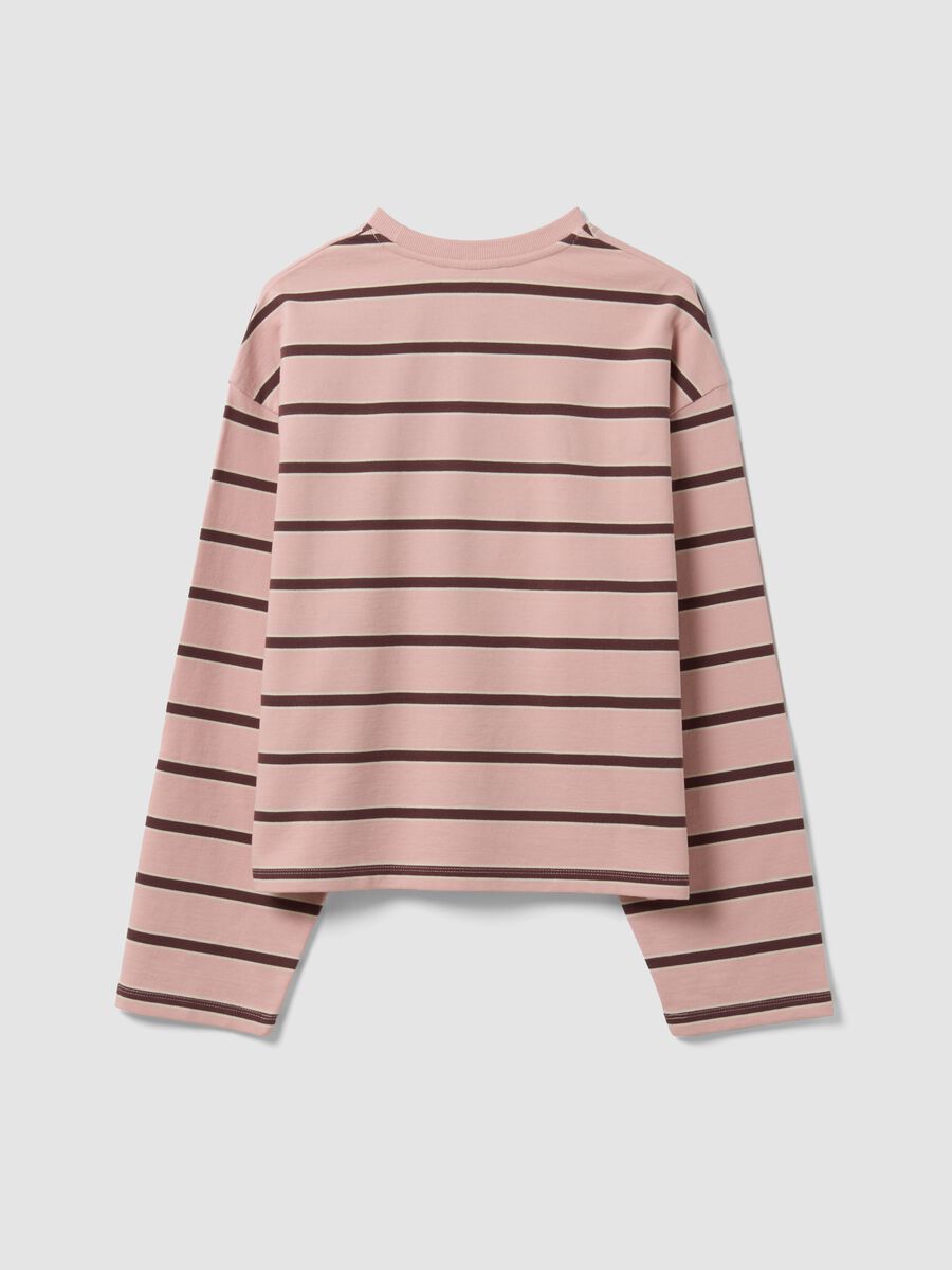 Pink pure cotton striped sweatshirt with crew neck, relaxed fit_6