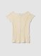 T-shirt bianca in tessuto elasticizzato con texture floreale in rilievo_0
