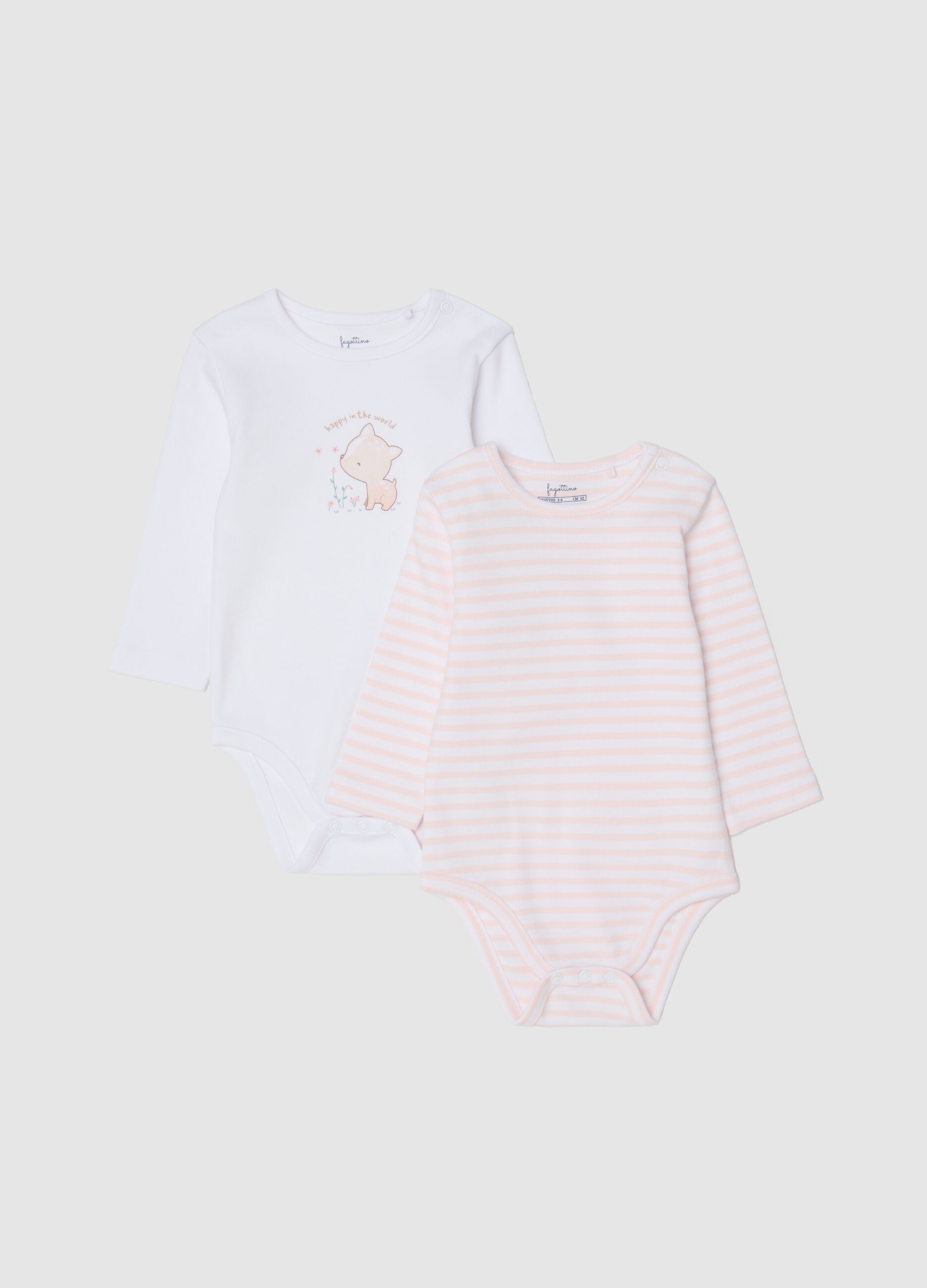 Newborn bodysuit twin pack in multicolour pure cotton