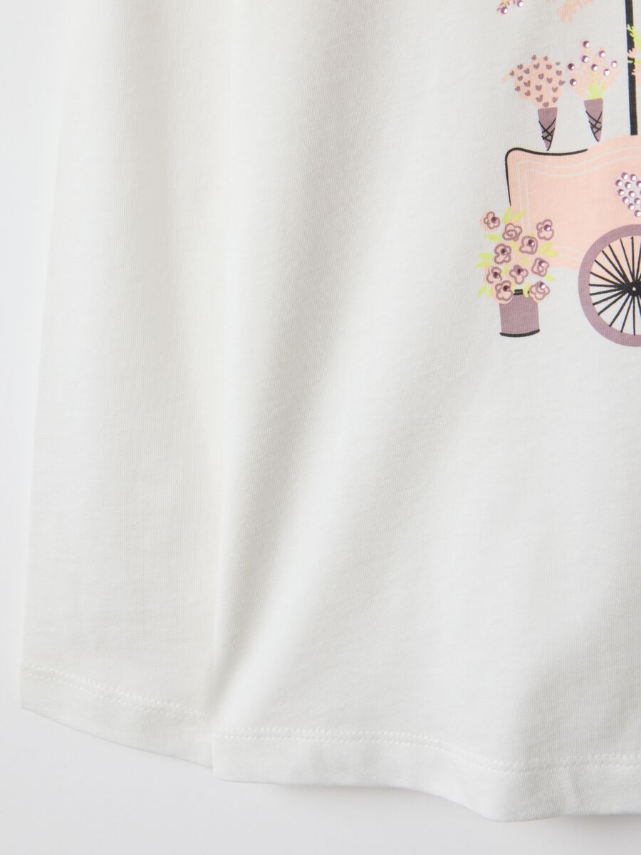 White pure cotton regular fit T-shirt for girls_3