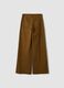 Jeans marroni wide leg in twill di cotone elasticizzato_6