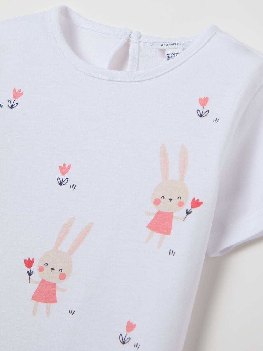 Cotton T-shirt with rabbits print_2
