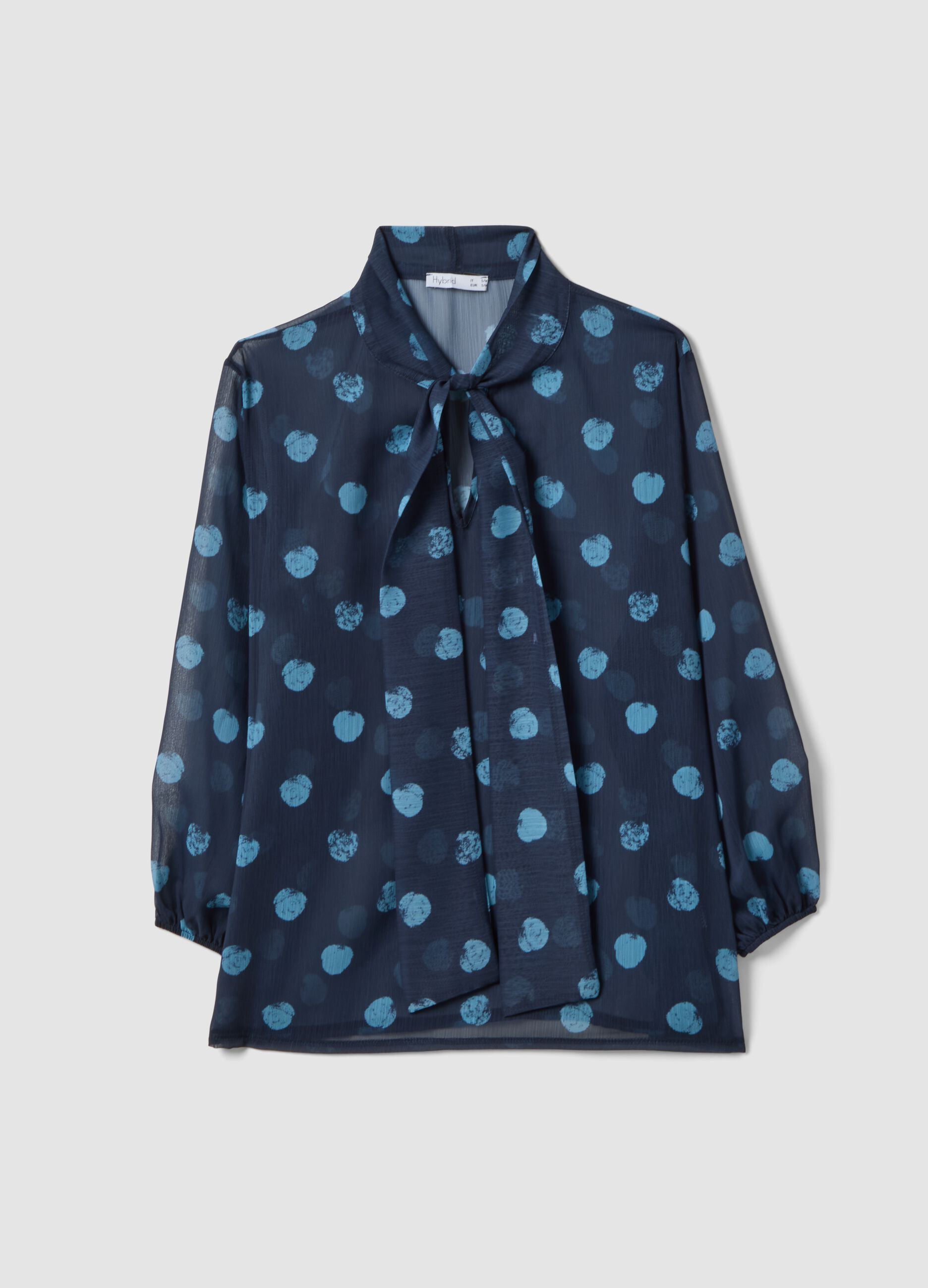 Blusa Multicolor de Manga Comprida com Bolinhas, Regular Fit