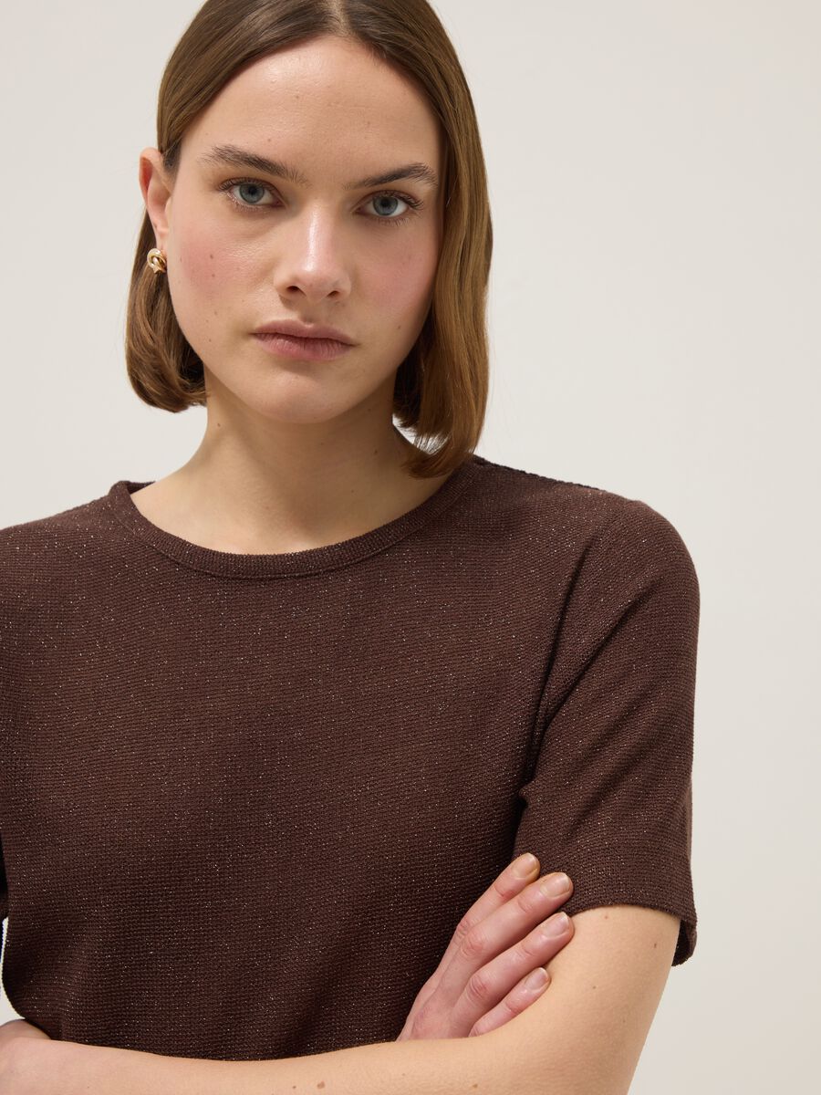 Brown short-sleeve viscose-blend T-shirt, regular fit_0
