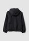 Black hooded rain jacket with zip for girls_5