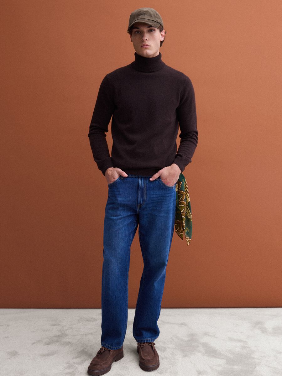 Brown pure lambswool roll-neck jumper_2