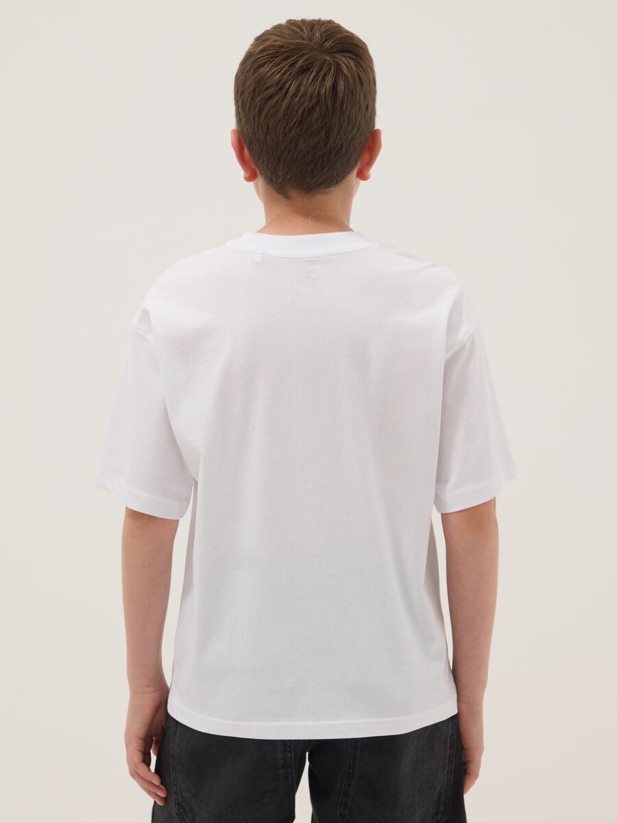 White pure cotton T-shirt with front print_1