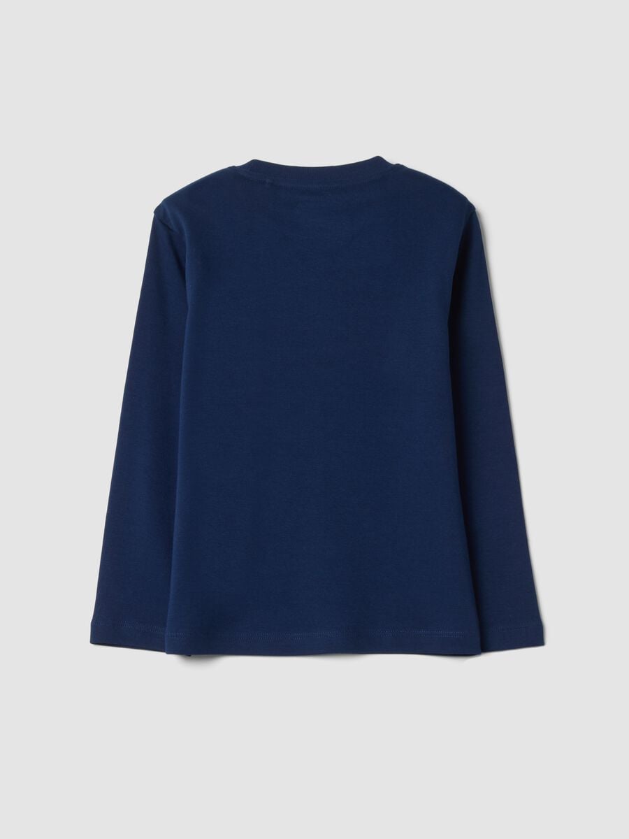 T-shirt blu navy in puro cotone organico con girocollo_1