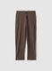 Brown regular fit stretch cotton blend jogger trousers_4