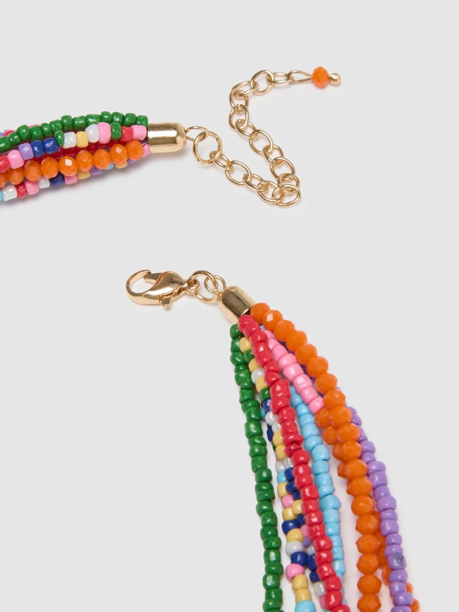 Multicolour glass necklace with layered design_2