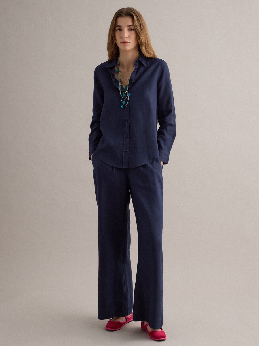 Regular Fit blaues Hemd aus reiner Leinen_2