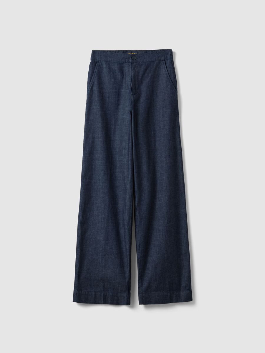 Wide Blue Cotton Trousers_4