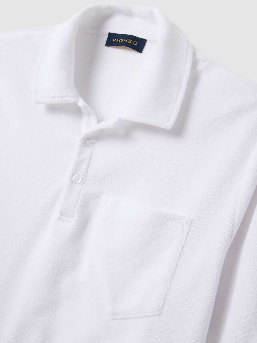 White cotton-blend polo shirt_5