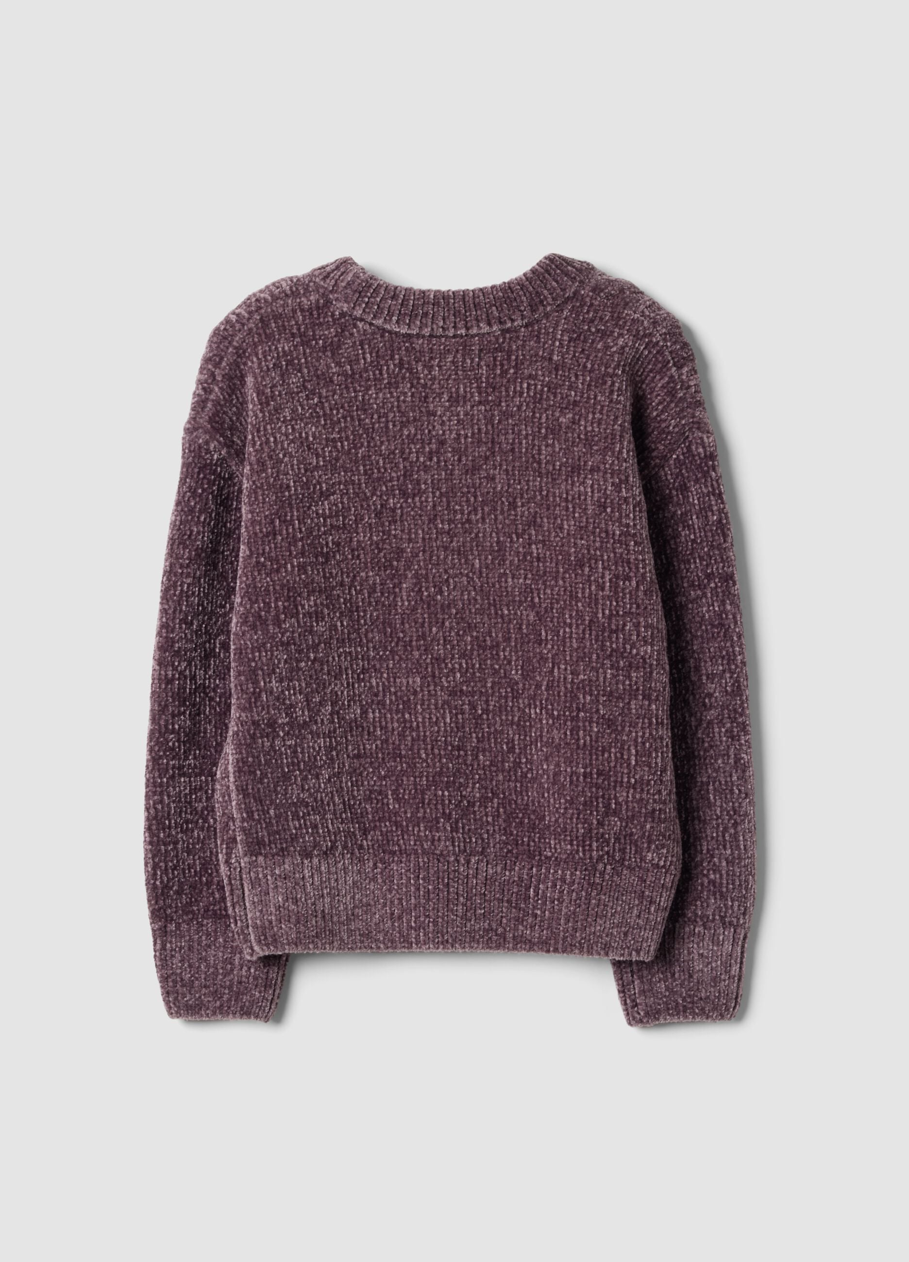 Plum purple crew-neck cable-knit jumper, regular fit