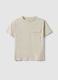 Children's beige pure cotton T-shirt regular fit with pocket_0