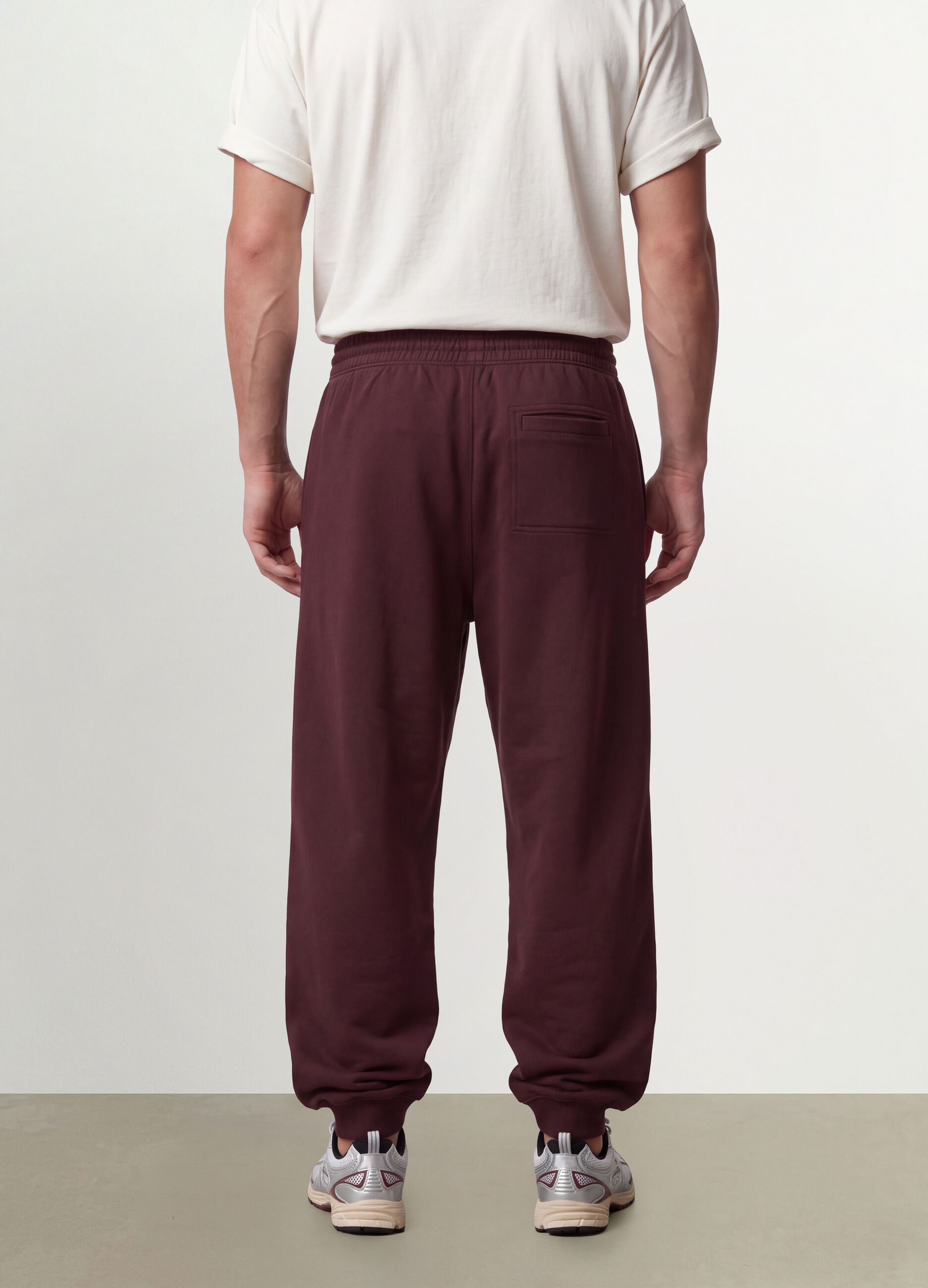 Jogger marroni in misto cotone con fondo a polsino e coulisse