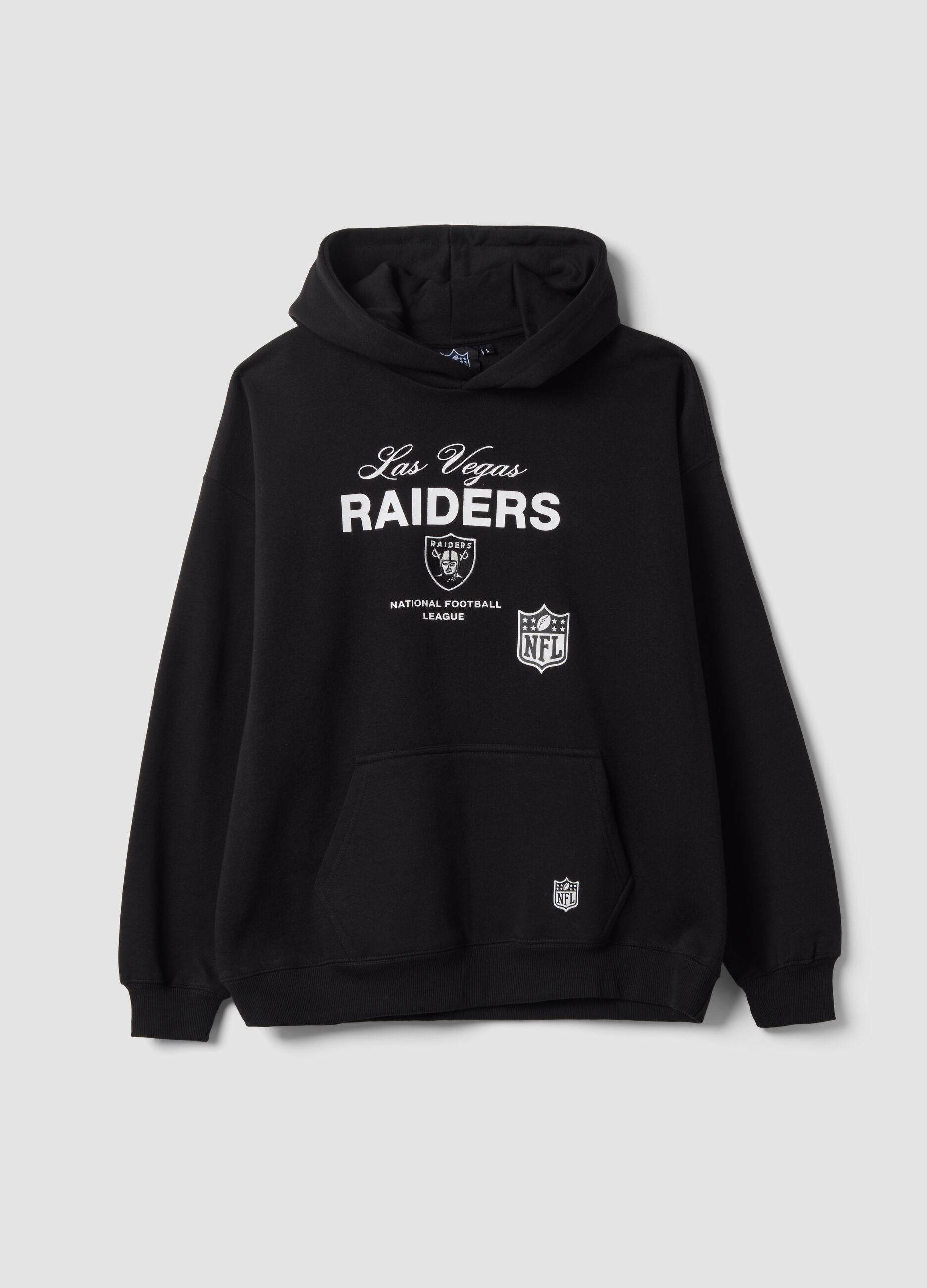 Black cotton-blend hoodie with Raiders print