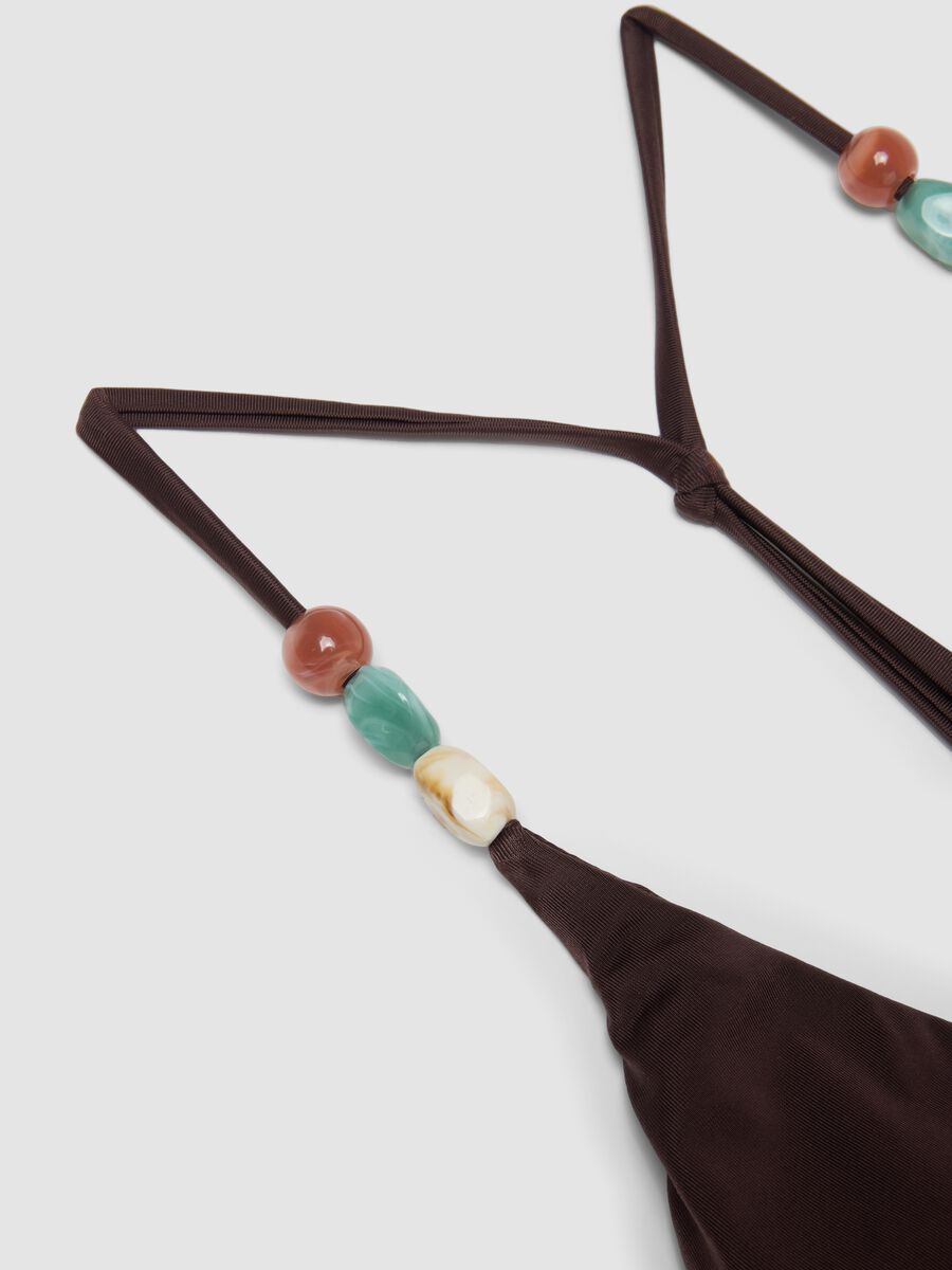 Maillot de bain une pi&egrave;ce stretch marron avec pierres_6