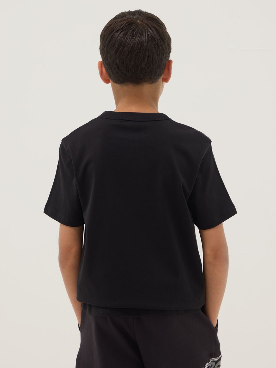 Boys&rsquo; black pure cotton regular fit T-shirt_1