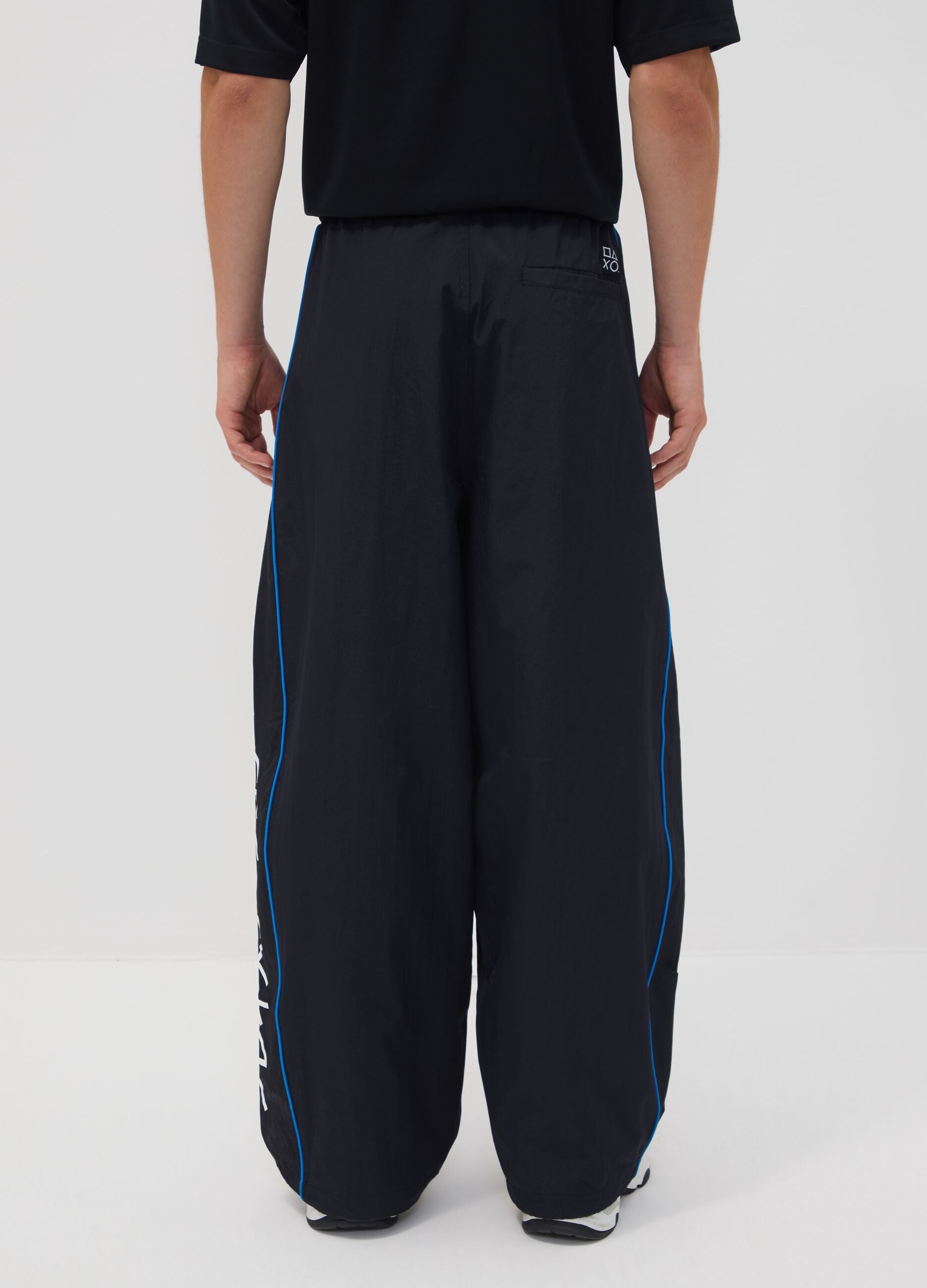 Black PlayStation fitness trousers with contrast piping