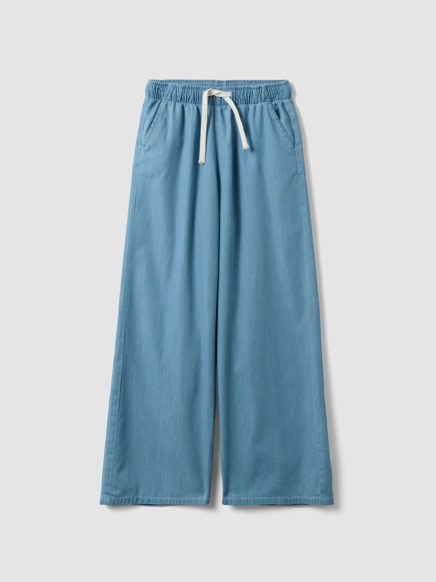 Pantal&oacute;n vaquero azul claro de algod&oacute;n puro para ni&ntilde;a, pernera ancha_3