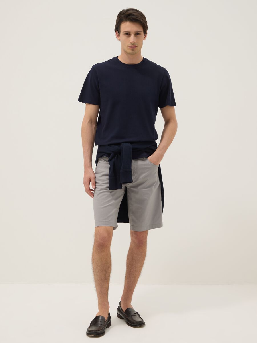 Blue short-sleeve pure cotton T-shirt_2