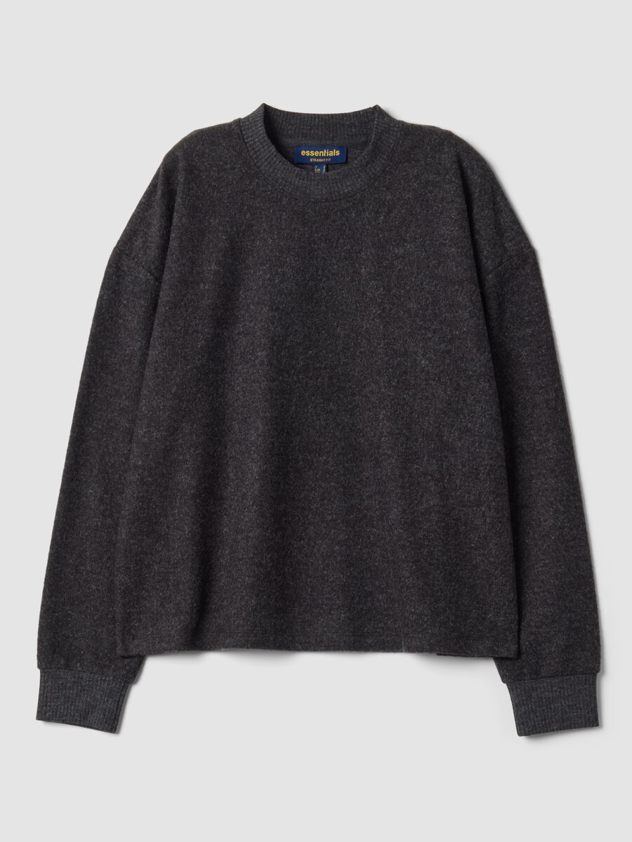 Grauer Pullover aus Viskosemix mit Rundhalsausschnitt, Regular Fit_0