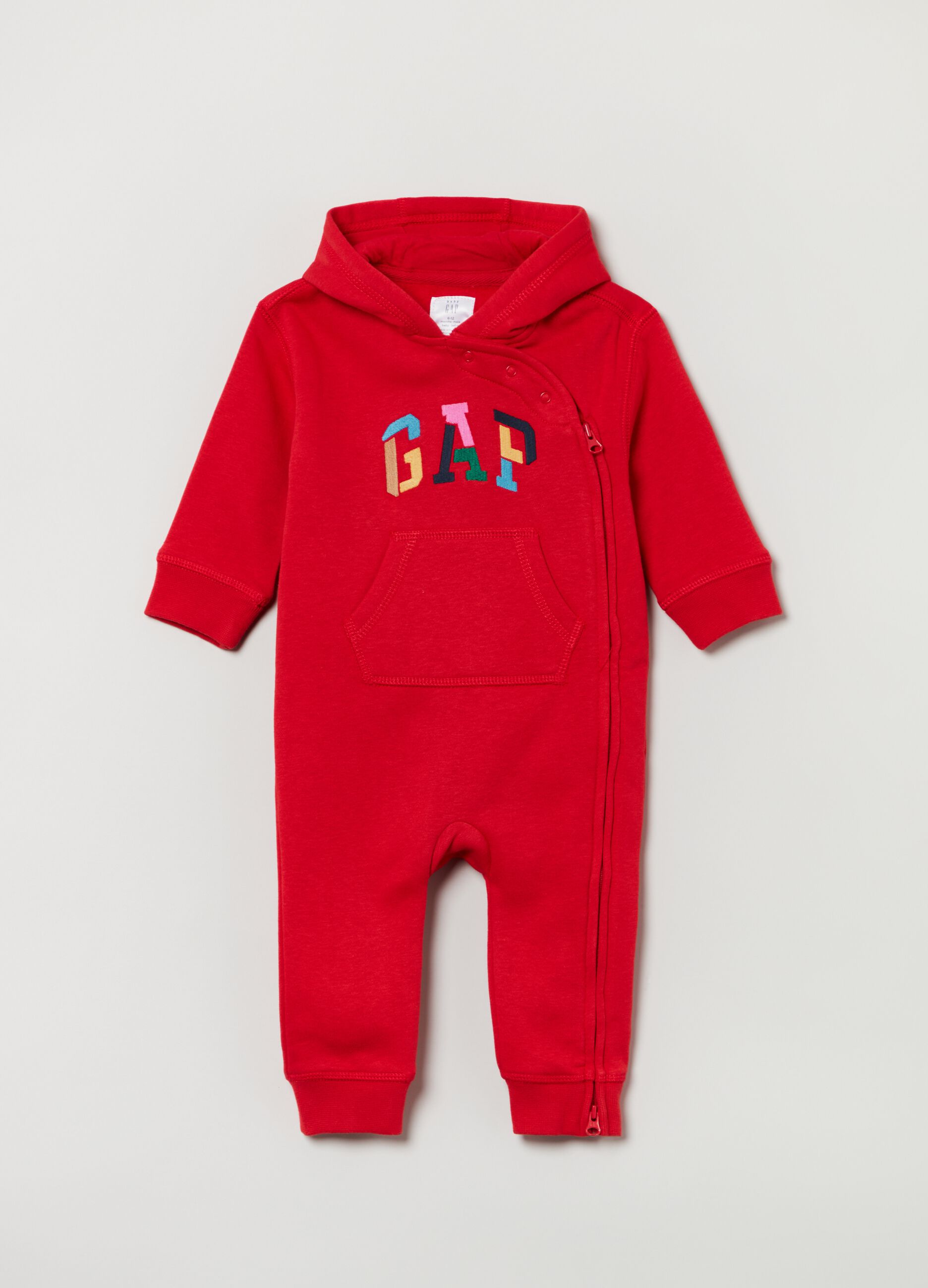Onesie with hood and embroidered logo