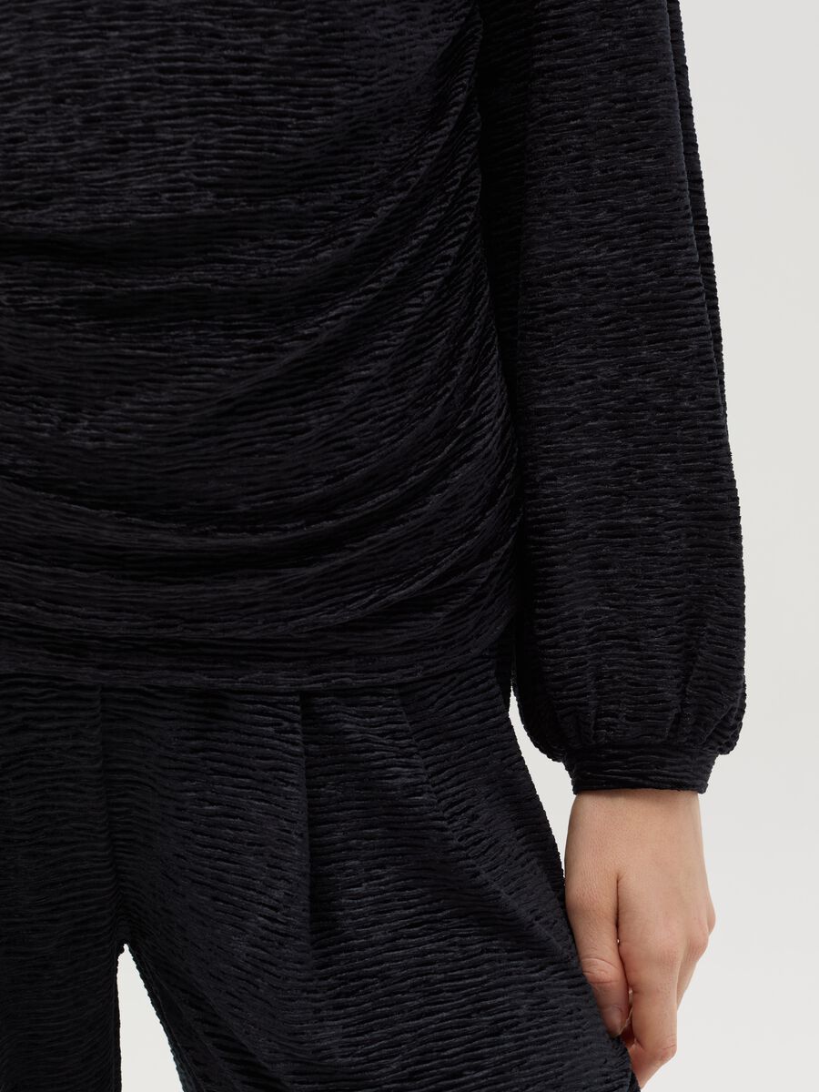 Crinkle T-shirt with gathering_2