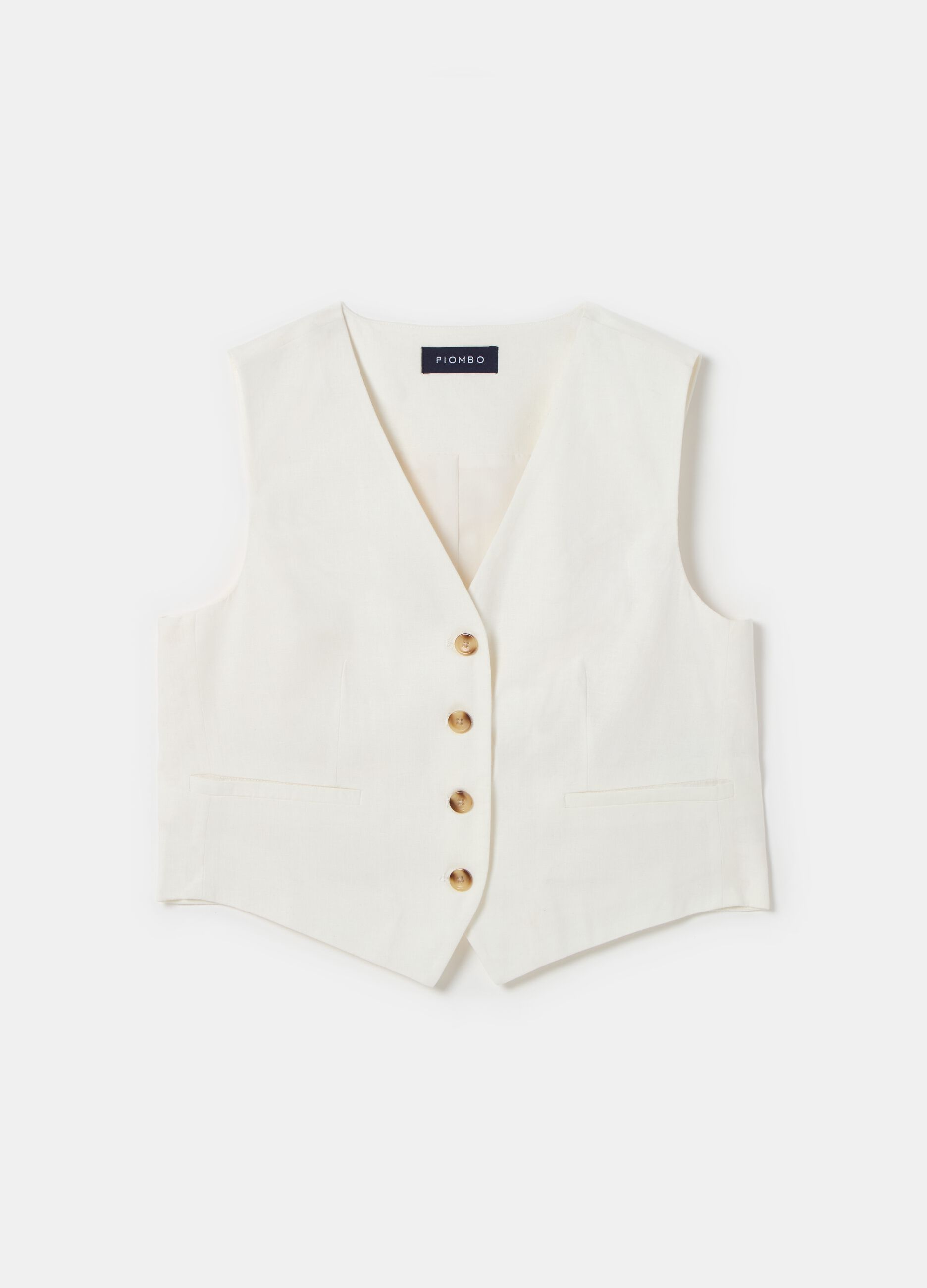 Contemporary gilet in linen and viscose