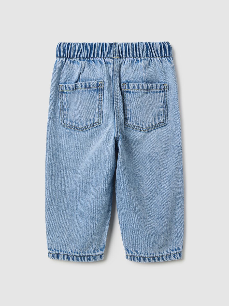 Blue denim jeans in cotton blend regular fit for baby girl_1