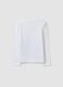 White stretch cotton T-shirt with leopard print for girls_5