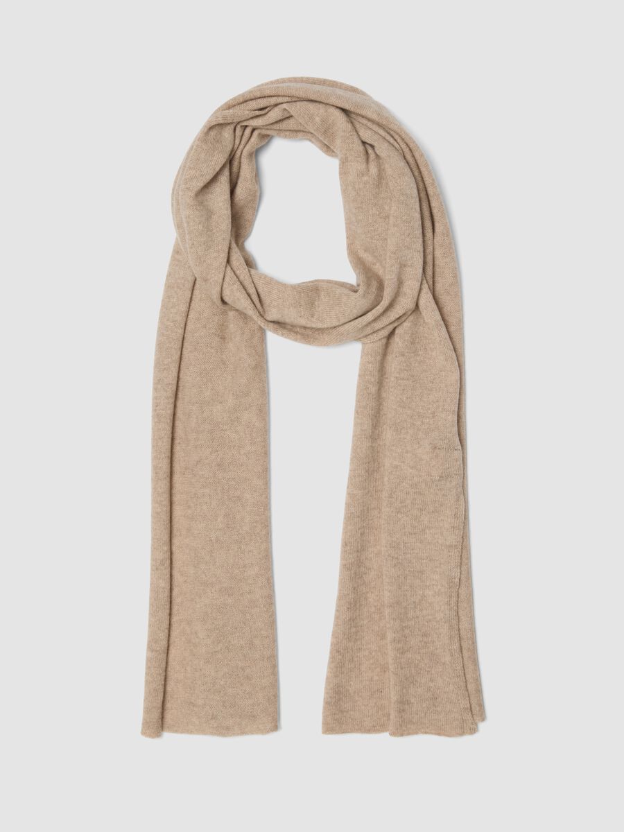 Sciarpa beige in misto lana, cashmere e viscosa_0
