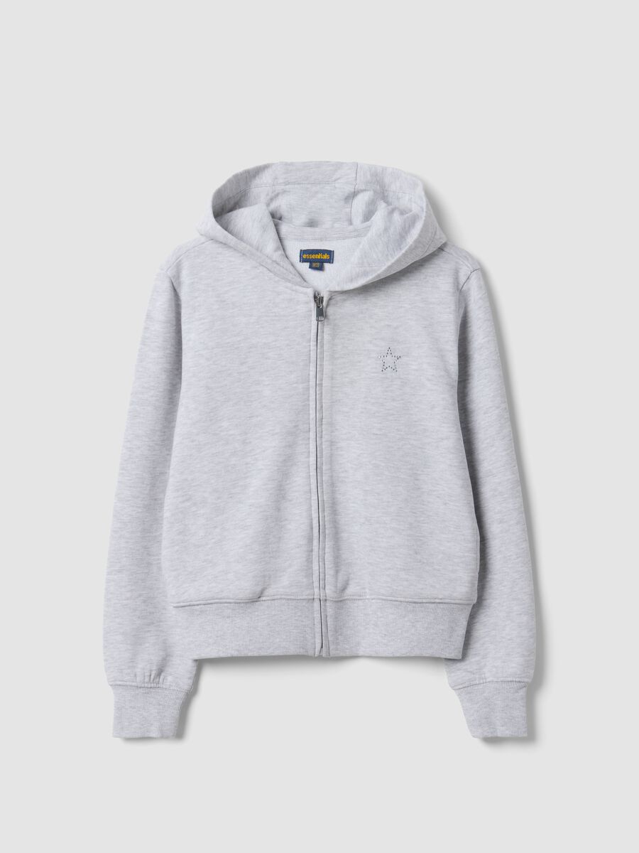 Grey hoodie in pure organic cotton with star for girls_4