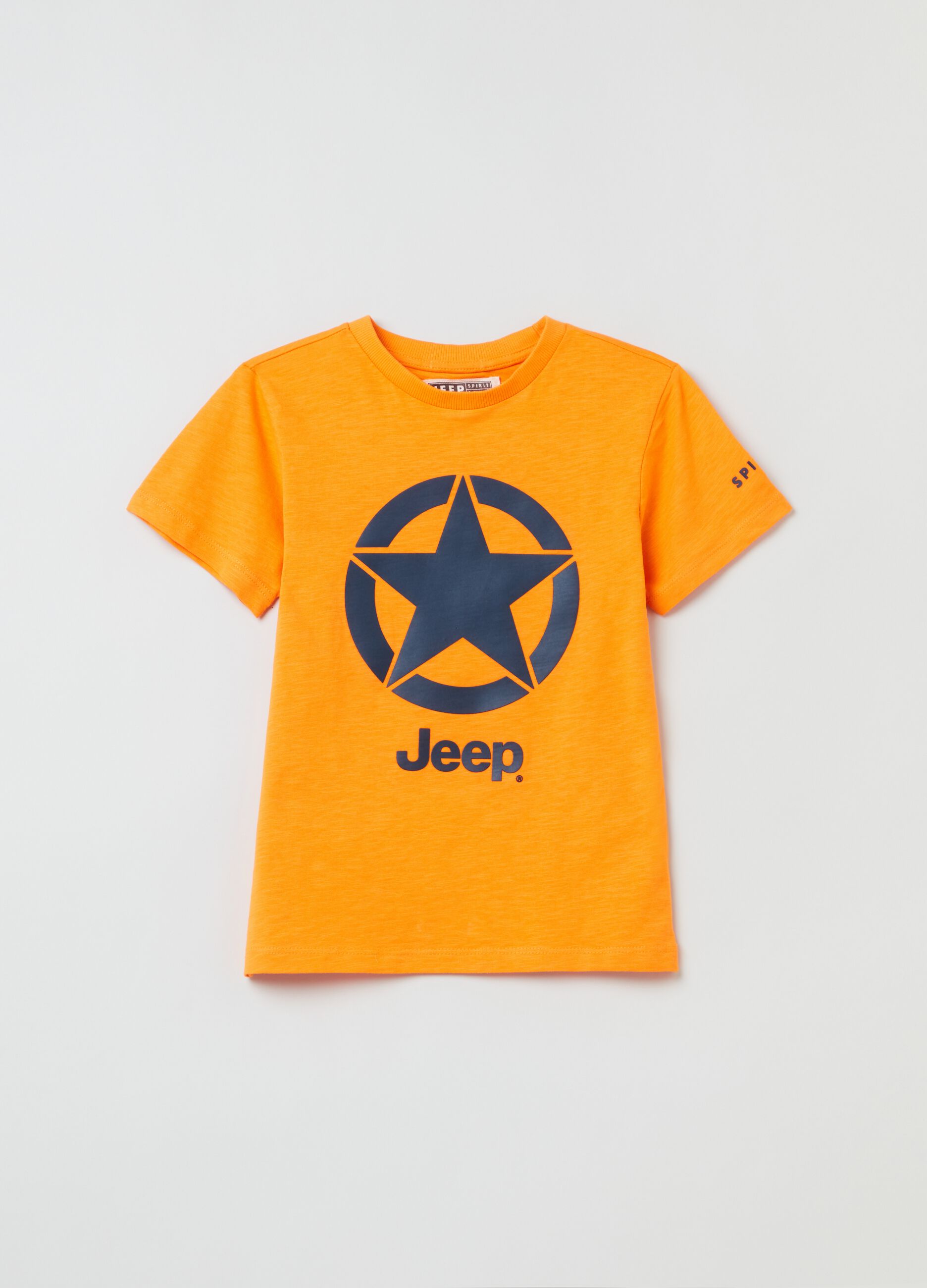 Slub cotton T-shirt with Jeep print