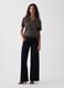 Brown pure cotton striped polo knit top_2