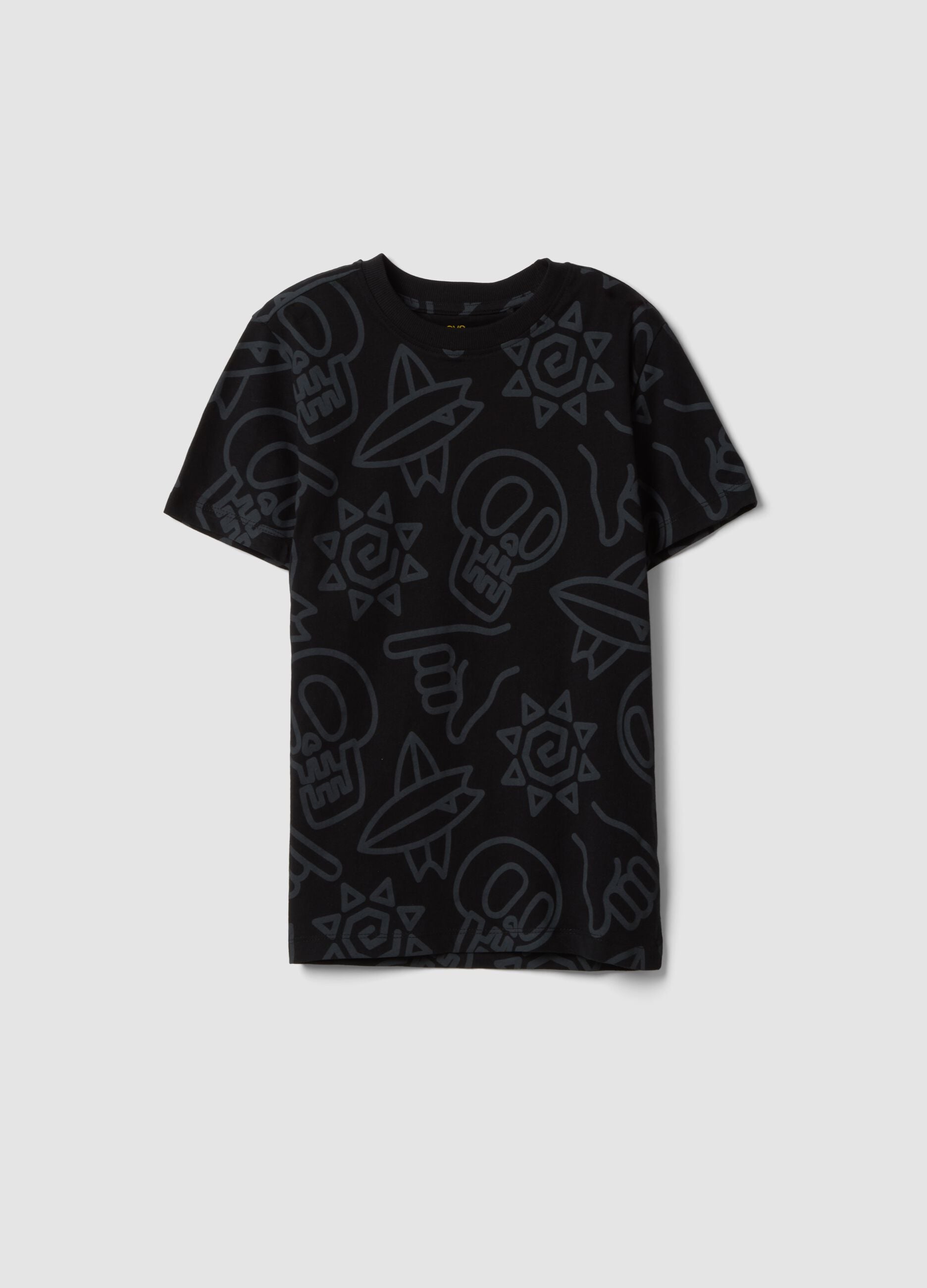 Black short-sleeve pure cotton T-shirt